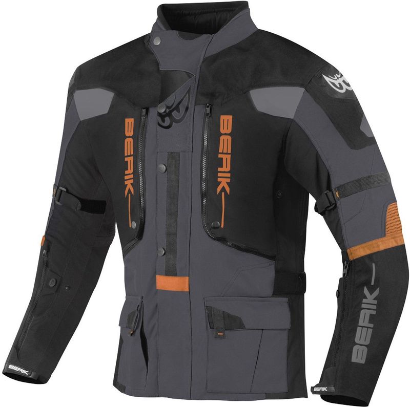 Berik - Dakota - Motorjas - Zwart Grijs Oranje - Polyester - Waterdicht