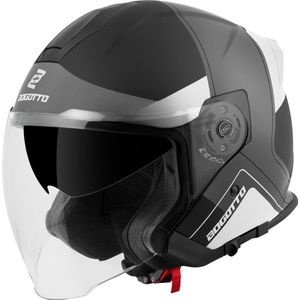 Bogotto H586 City-B Zwart Grijs Wit Jethelm - Maat XXL - Helm