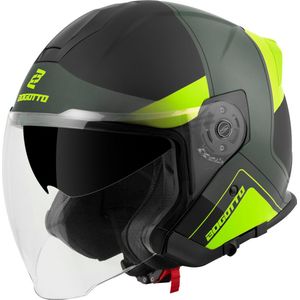 Bogotto H586 City-B Zwart Groen Geel Jethelm - Maat S - Helm