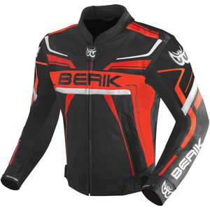 Berik - Absolute Race - Leren Motorjas - Zwart - Neon Rood