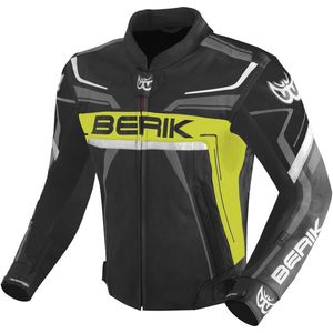 Berik - Absolute Race - Motorjas - Zwart Neon Geel Antraciet - Rundleder