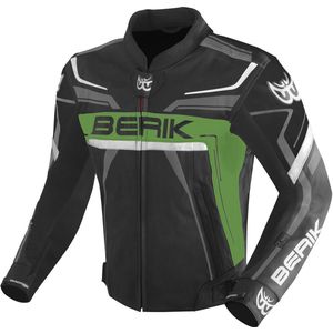 Berik - Absolute Race - Leren Motorjas - Zwart Groen Antraciet