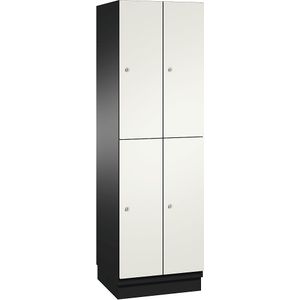 C+P Lockerkast met twee verdiepingen Cambio, 2 compartimenten, kastframe zwartgrijs / deur wit, breedte 600 mm