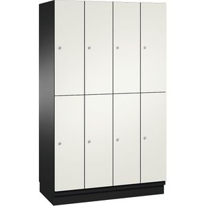 C+P Lockerkast met twee verdiepingen Cambio, 4 compartimenten, kastframe zwartgrijs / deur wit