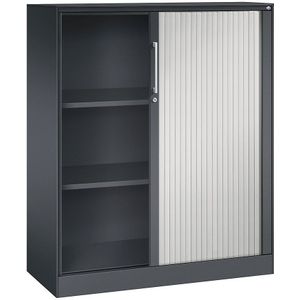 C+P Roldeurkast ASISTO, hoogte 1292 mm, breedte 1000 mm, zwartgrijs/lichtgrijs