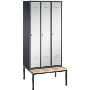 Garderobekast CLASSIC met onderbouwzitbank, 3 afdelingen, afdelingsbreedte 300 mm C+P