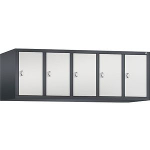 C+P Opzetkast CLASSIC, 5 afdelingen, afdelingsbreedte 300 mm, zwartgrijs/lichtgrijs