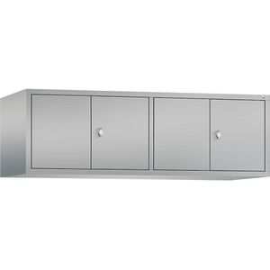 C+P Opzetkast CLASSIC, naar elkaar toe zwenkende deuren, 4 afdelingen, afdelingsbreedte 400 mm, blank aluminiumkleurig