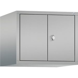 C+P Opzetkast CLASSIC, naar elkaar toe zwenkende deuren, 2 afdelingen, afdelingsbreedte 300 mm, blank aluminiumkleurig