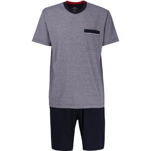 Gotzburg - Heren Shortama - Middenblauw Melange - Tricot - Set met Korte Broek en Shirt