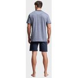 Gotzburg - Heren Shortama - Middenblauw Melange - Tricot - Set met Korte Broek en Shirt