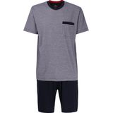 Gotzburg - Heren Shortama - Middenblauw Melange - Tricot - Set met Korte Broek en Shirt