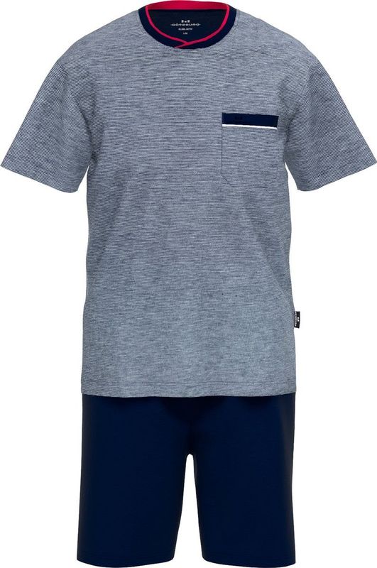Gotzburg - Heren Shortama - Middenblauw Melange - Tricot - Set met Korte Broek en Shirt