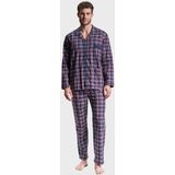 Gotzburg - Heren Pyjama - Blauw met Rood en Wit Geruit - Katoen - Lange Mouwen