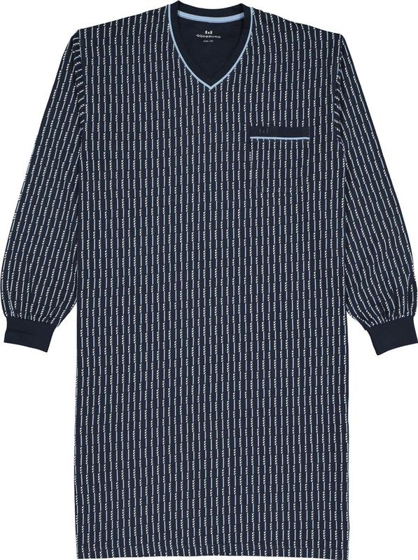 Gotzburg - Heren Nachthemd - Donkerblauw - 100% Katoen - V-hals