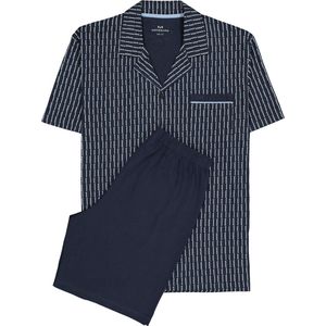 Gotzburg - Heren Shortama - Blauw - 100% Katoen - Knoopsluiting, Revers Kraag