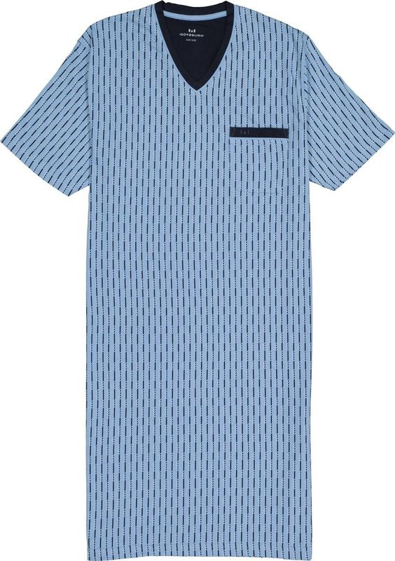 Gotzburg - Heren Nachthemd - Lichtblauw - V-hals - Katoen