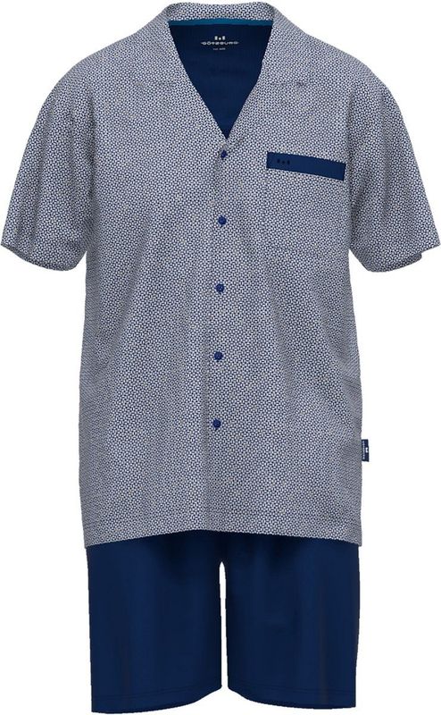Gotzburg - Heren Shortama - Middenblauw - Korte Broek + Shirt met Korte Mouwen