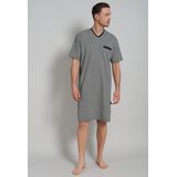 Götzburg - Nachthemd - Middenblauw - 100% Katoen - Korte Mouw - V-hals