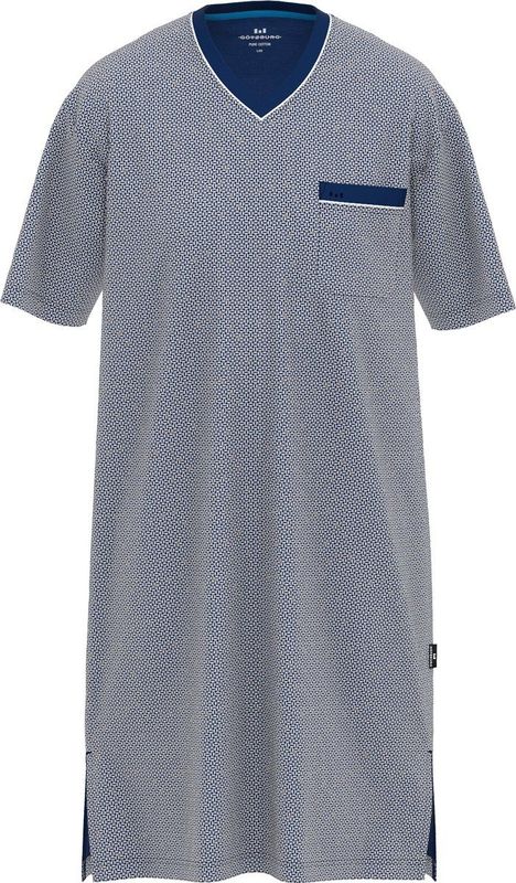 Götzburg - Nachthemd - Middenblauw - 100% Katoen - Korte Mouw - V-hals