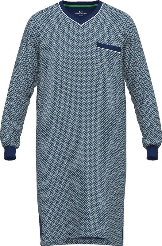Götzburg - Heren Nachthemd - Middenblauw - V-hals - Mini Dessin