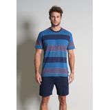 Gotzburg - Heren Shortama - Donkerblauw Gestreept - Korte Broek en T-shirt