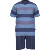 Gotzburg - Heren Shortama - Donkerblauw Gestreept - Korte Broek en T-shirt