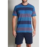 Gotzburg - Heren Shortama - Donkerblauw Gestreept - Korte Broek en T-shirt