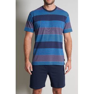 Gotzburg - Heren Shortama - Donkerblauw Gestreept - Korte Broek en T-shirt