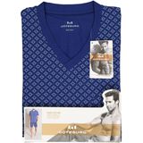 Gotzburg heren shortama V-hals, donkerblauw dessin