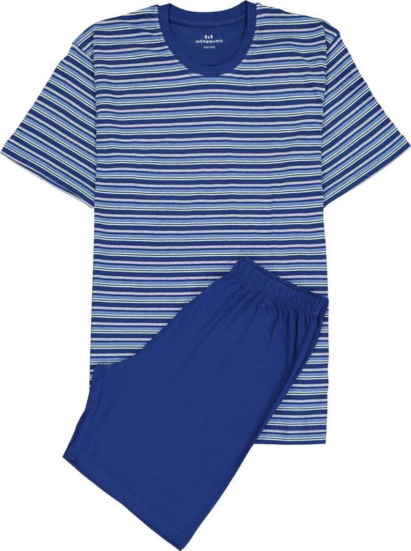 Gotzburg - Heren Shortama - Donkerblauw Gestreept - Korte Broek en Shirt met Korte Mouwen