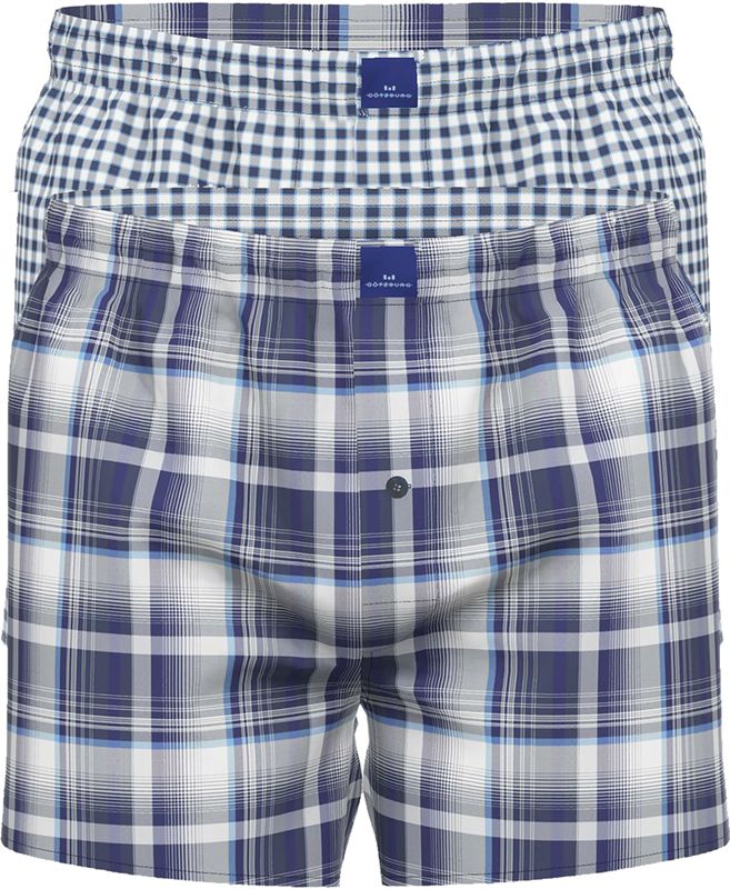 Gotzburg - Boxershorts - Donkerblauw - Geweven Wijd Model met Gulp - 2-pack