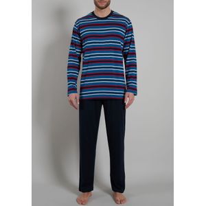 Gotzburg - Heren Pyjama - Middenblauw - Lange Broek en T-shirt met Ronde Hals