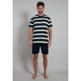 Gotzburg - Heren Shortama - Donkerblauw Gestreept - Korte Broek en T-shirt