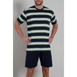 Gotzburg - Heren Shortama - Donkerblauw Gestreept - Korte Broek en T-shirt