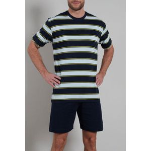 Gotzburg - Heren Shortama - Donkerblauw Gestreept - Korte Broek en T-shirt