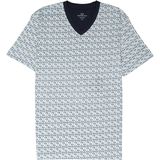 Gotzburg heren shortama V-hals, licht- met donkerblauw en geel dessin