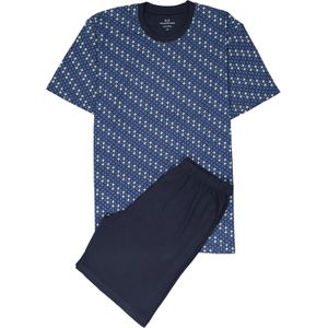 Gotzburg - Heren Shortama - Donker - Met Lichtblauw en Wit Dessin