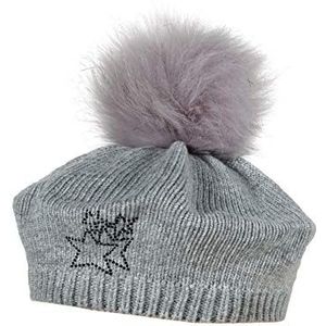 maximo Meisjesjurk met strass en pompon van imitatiebont, Grijs (gemengd grijs)., 52/53 cm