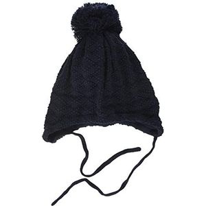 maximo Unisex baby met structuur en pompon en bindband muts