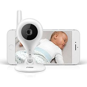 reer BabyCam videobabyfoon en IP-camera, eenvoudig in te stellen, bediening via de gratis app IP BabyCam White 1 stuk (verpakking van 1), draadloos