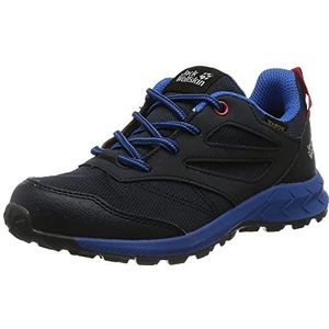 Jack Wolfskin Woodland Texapore Low K Wandelschoen voor kinderen, uniseks, Dark Blue Red, 28 EU