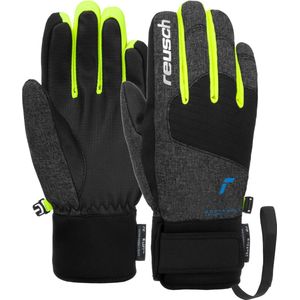 Reusch - Kinder skihandschoenen - Reusch Simon R-TEX XT Junior Black Melan/Black/Safe Yellow voor Unisex van Softshell - Kindermaat 5.5 - Zwart
