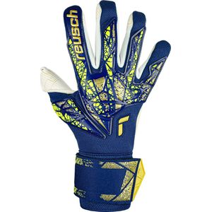 REUSCH Attrakt X GluePrint keepershandschoenen voor volwassenen, uniseks, 4410 Premium blauw/goud, 9,5