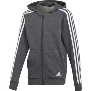 adidas - YB 3-Stripes Full Zip Hoodie - Vest Grijs