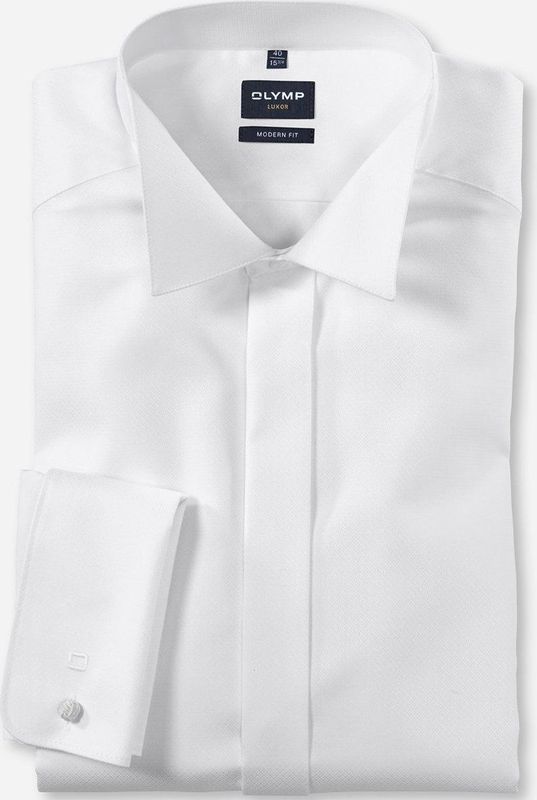 OLYMP - Luxor - Smoking Overhemd - Wit - 100% Strijkvrij Katoen