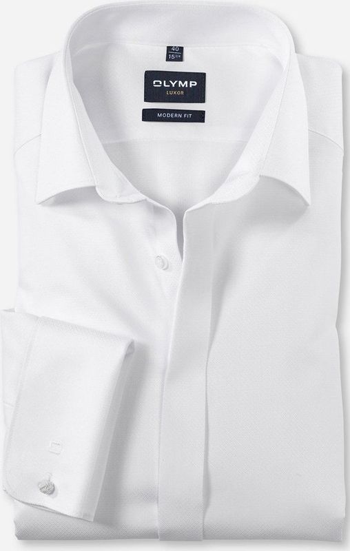 OLYMP - Luxor - Overhemd - Wit - 100% Katoen - Strijkvrij