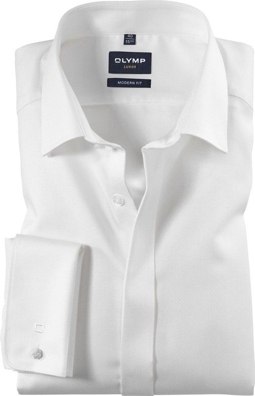 OLYMP - Effen Overhemd - Beige - 100% Katoen - Kent Kraag