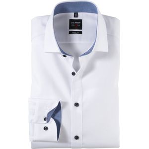 OLYMP - Level 5 - Overhemd - Wit - Katoen - Strak Getailleerd
