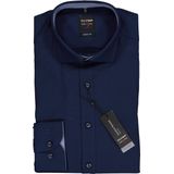 OLYMP - Level 5 - Overhemd - Donkerblauw - Katoen - Strak Getailleerd